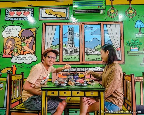 Funky Cafe Interior, Funky Cafe, Restaurant Ambience, 2d Cafe, Fun Interior Design, Art Cafe, Lazy Cat, Comic Shop, Diy Gifts For Boyfriend