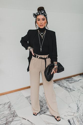 Rocker Chic Outfit, Edgy Work Outfits, Necklace Layers, Oufits Casual, Simple Look, Party Pants, Layering Outfits, Fashion Fits, Work Attire