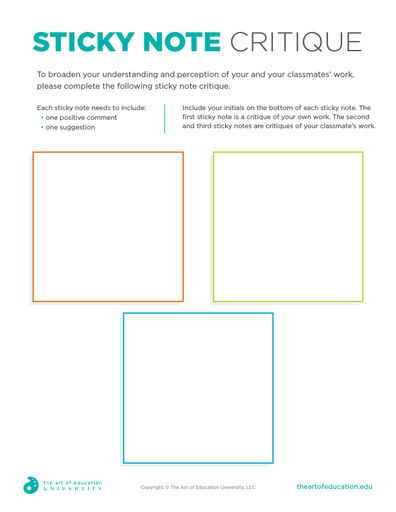 Annotating Art, Peer Critique In Art, Elementary Art Rubric, Art Grading Rubric, Art Critique Worksheet, Art Class Grading Rubric, Formative Assessments Middle School, High School Art Critique, Peer Assessment Rubric