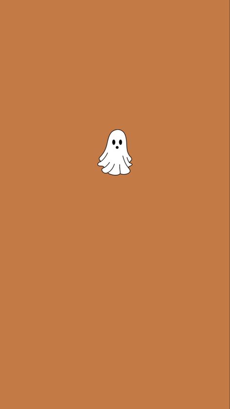 Orange Ghost Wallpaper, Halloween Wallpaper Minimalist, Orange Aesthetic Halloween, Ghost Lockscreen, Aesthetic Halloween Ideas, Wallpaper Fall Iphone, Halloween Lockscreen Aesthetic, Ghost Pic, Cute Ghost Wallpaper