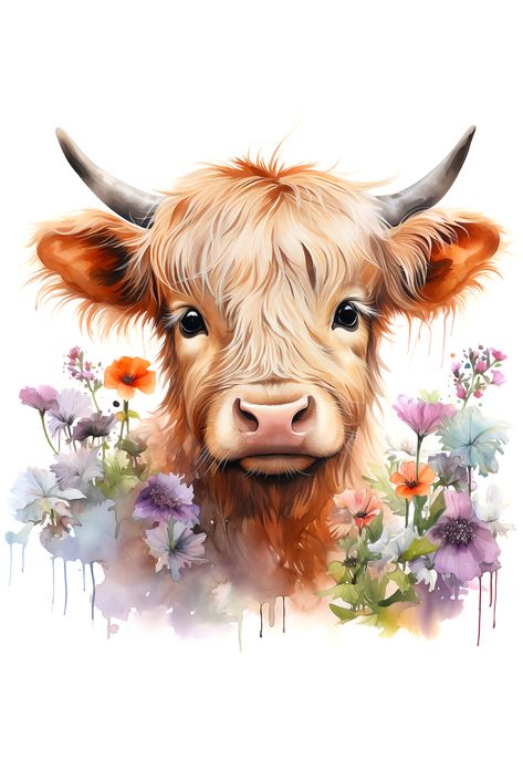 Watercolor highland cow portrait Watercolor Highland Cow, Sketch Head, Cow Sketch, Watercolor Painting Easy, Cow Portrait, Farm Animal Paintings, Highland Cow Painting, Cow Photography, Cow Tattoo