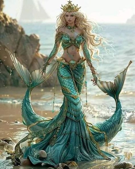 Mermaid Queen Art, Mermaid Queen, Realistic Mermaid, Goddess Of The Sea, Mermaid Artwork, Mythical Creatures Fantasy, Fantasy Mermaids, Mermaid Pictures, Mermaid Lover