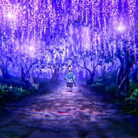 Wisteria Demon Slayer Wallpaper, Wisteria Flowers, Cherry Blossom Wallpaper, Wisteria Tree, Scenery Background, Purple Trees, Friends Wallpaper, Cute Flower Wallpapers, Anime Fnaf