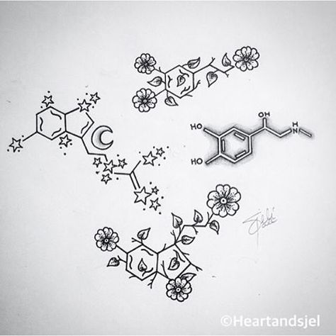 ☾pinterest || ☓ oliviastromberg Serotonin Tattoo, Chemistry Tattoo, Molecule Tattoo, Tattoo Diy, Kunst Tattoos, Arte Doodle, Harry Potter Tattoos, Disney Tattoo, 카드 디자인