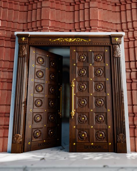 Modern Main Door Design Entrance, Main Door Design Modern Front Entry, Rajasthani Furniture, Temple Doors, Main Door Design Photos, Temple Door, Pooja Door Design, Double Door Entrance, Door And Window Design