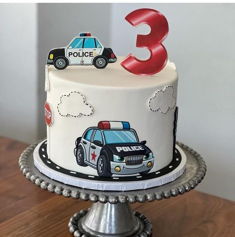 Police Car Cake, Police Car Cakes, Car Cakes For Boys, Police Cake, Kids Police Car, Cars Cake Design, Police Cakes, Cake Designs For Kids, Cake Pop Designs