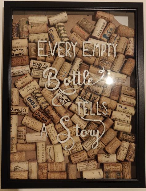 Wine Cork Shadow Box Diy, Cork Keepsake, Wine Cork Storage, Wine Cork Wall Decor, Ikea Photo Frames, Wine Cork Shadow Box, Cork Display, Cork Box, Photo Frame Diy