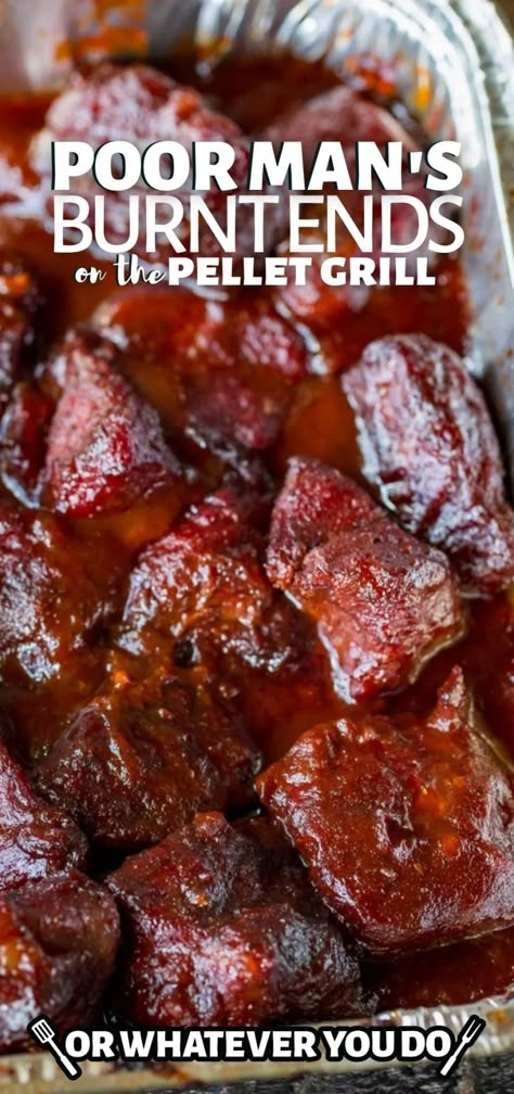 Pellet Smoker Burnt Ends, Roast Tips Recipe, Rec Teq Smoker Recipes, Poor Man's Burnt Ends Pellet Grill, Chuck Roast On Pellet Grill, Brunt Ends Recipes, Smoked Beef Shoulder Roast, Tri Tip Burnt Ends, Stew Meat Burnt Ends