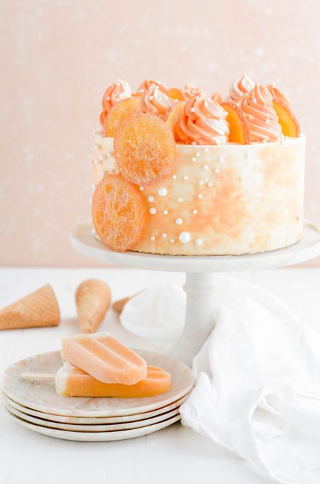 Orange Creamsicle Ice Cream Cake, Orange Citrus Cake, Citrus Decorated Cake, Orange Decorated Cake, Citrus Cake Decoration, Orange Birthday Cake For Women, Orangesicle Cake, Orange Theme Cake, Orange Birthday Theme