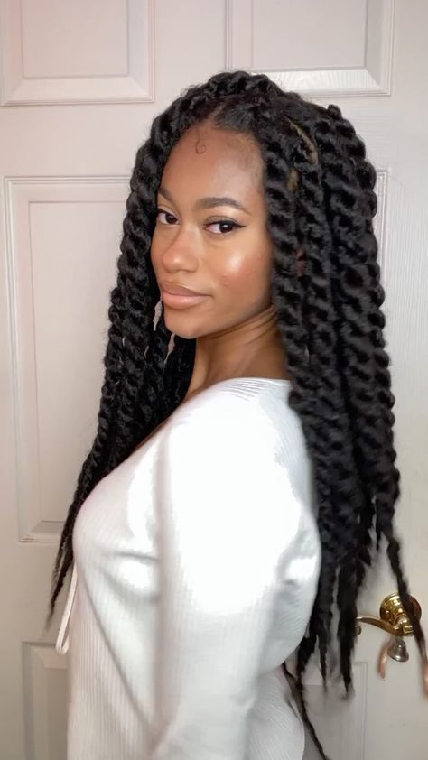 Marley Twists Tutorial, Jumbo Marley Twists, Marley Twist Styles, Twists Tutorial, Rope Twist Braids, Marley Twist Hairstyles, Jumbo Twists, Chunky Twists, Natural Hair Short Cuts