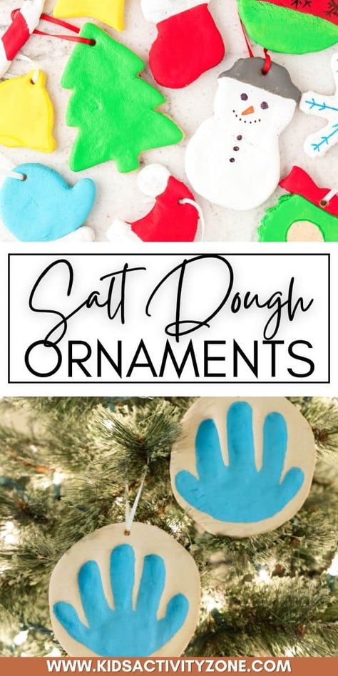 Make these adorable Salt Dough Ornaments with our easy salt dough recipe. This classic craft is perfect for an easy Christmas craft. They make great homemade gifts and keepsakes to treasure for years to come. Salt Ornaments Christmas, Salt Dough Ornaments Recipe, Diy Salt Dough Ornaments, Ornaments Recipe, Dough Crafts, Dough Art, Handprint Christmas Tree, Easy Christmas Craft, Salt Dough Recipe