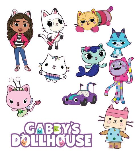 Gabby Dollhouse Characters Png, Gabbys Dollhouse Face Paint, Gabbie's Dollhouse, Gabbys Dollhouse Characters, Gabby Cat, Gabby Dollhouse, Sticker Books, Yard Cards, Cat Meow