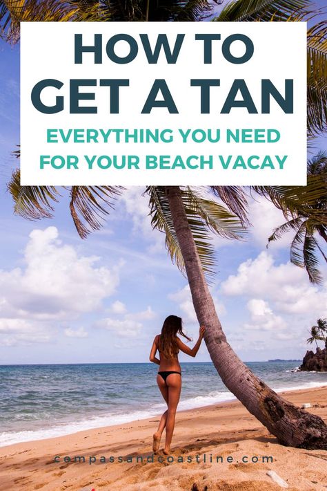 Nothing says beach vacation like having a great tan! In this comprehensive guide I've rounded up all the best tips and tricks for tanning, including how to get a tan outside, how to avoid burning, advice on when and how to tan, self tanner recommendations, and more. Everything you need to get a gorgeous tan is all here! #beachvacay #beachtrip #summertan #tanningtips #tanning #getatan #tanninginthesun #tanninghacks Travel Makeup Essentials, Self Tanning Tips, Travel Beauty Hacks, Travel Beauty Essentials, How To Tan, Tanning Routine, Beach Makeup, Tanning Tips, Self Tan