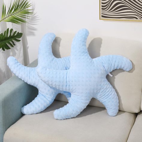 PRICES MAY VARY. 【2pcs Pack】This starfish beach throw pillow packed in 2pcs . Size is about 19.68 * 19.68 inches per pc. 【Soft Material】Our starfish shaped throw pillow is made of short plush, filled with high quality PPcotton ,soft and fluffy. 【Machine Washable】The stuffed blue starfish pillow is machine washable. Care instruction:Machine wash in cold water with similar colours,do not bleach,do not iron. 【Unique Design】 Inspired by the realistic starfish,choose the plush with 3D bump to mimic t Modern Beach Room Decor, Blue Preppy Pillows, Coastal Bedding Ideas, Greece Bedroom, Surfboard Room Decor, Surfboard Room, Coastal Cozy, Mermaid Decor Bedroom, Ocean Bedding