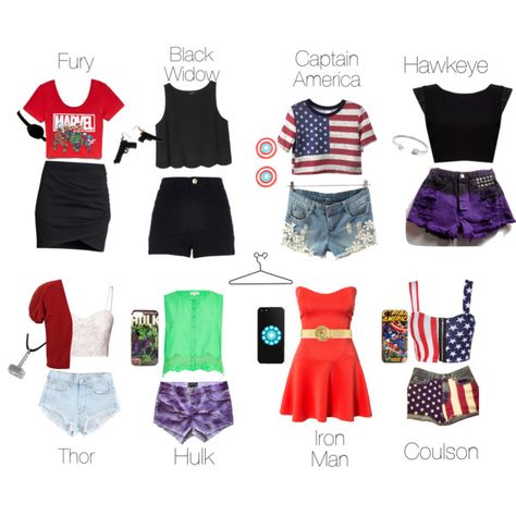 Avengers Disneybound - Polyvore Disney Bounding Avengers, Avengers Disney Outfit, Marvel Disney Bounding, Marvel Themed Outfits, Superhero Inspired Outfits, Easy Disneybound Outfits, Avengers Disneybound, Marvel Outfit Ideas, Group Disneybound