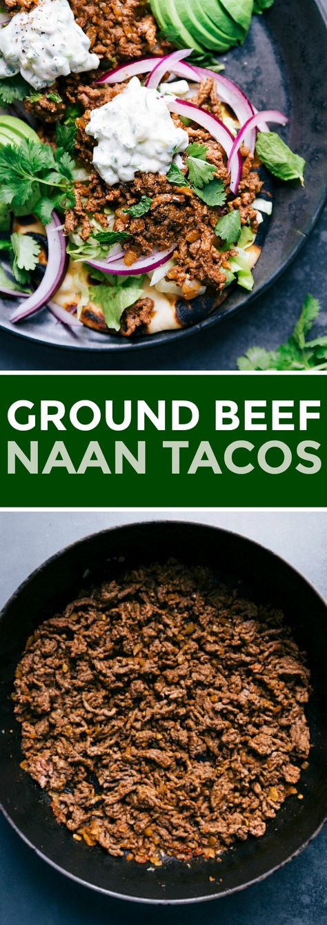 Ground Beef And Naan Recipes, Ground Beef And Naan Bread, Naan Bread Tacos, Naan Bread Dinner Ideas, Naan Bread Ideas, Naan Tacos, Naan Dippers, Naan Recipes, Chicken Indian