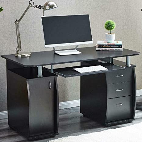 Walomes Computer Study Desk Laptop Table Writing Workstation W/Bookshelf Home Office New Desk Laptop, Wood Computer Desk, Home Office Study, Home Office Table, Pc Table, Study Furniture, Pc Desk, Office Workstations, Home Office Storage