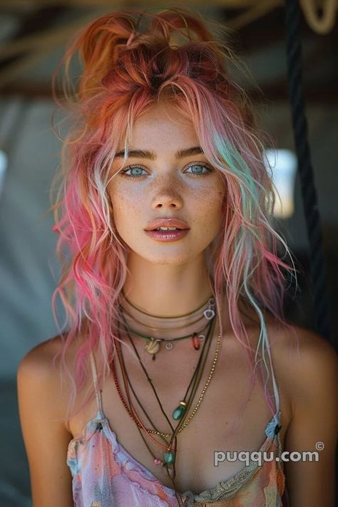 Pride Hair, Festival Hairstyles, Coachella Hair, Coral Hair, Rave Hair, Art Models, Half Up Half Down Hair Prom, Goddess Braids Hairstyles, Hippie Hair