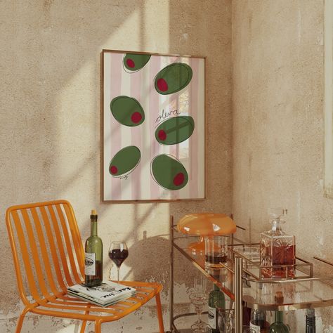 Art prints for those who daydream about Italian summers 365 days a year 🍊🥂🌞🍅 〰️ #italianart #foodillustration #buonappetito #ladolcevita #wallprints #kitchendecor #homeideas #gallerywallinspo Modern Italian Decor, Home Decor Ideas Dining Room, Kitchen Decor Aesthetic, Olive Art, Italian Poster, Apartment Wall Art, Italian Posters, Kitchen Artwork, Italian Decor