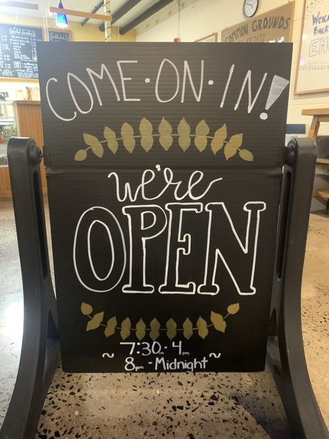 Open Chalkboard Sign, Shop Chalkboard Signs, Coffee Shop Chalkboard Signs, Coffee Shop Chalkboard, Coffee Shop Signs, Cafe House, Chalk It Up, Chalkboard Sign, Chalkboard Signs