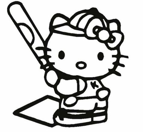 softball hello kitty Softball Drawings, Hello Kitty Baseball, Punk Anime, Hello Kitty Coloring Pages, Baseball Coloring Pages, Kitty Coloring Pages, Anime Coloring Pages, Hello Kitty T Shirt, Hello Kitty Wallpaper Hd