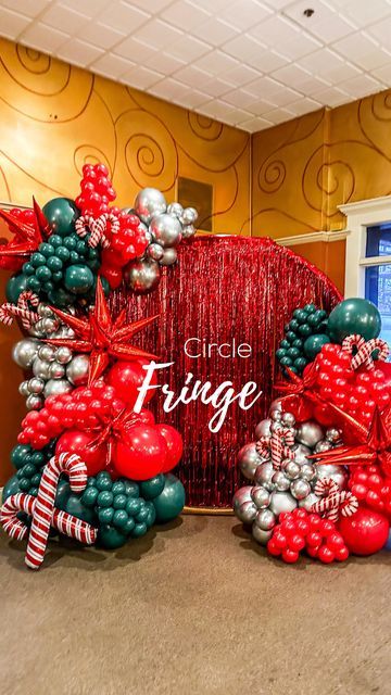 Christmas Fringe Backdrop, Christmas Party Backdrop, Christmas Ring, Fringe Backdrops, Twist And Shout, Christmas Backdrops, Party Backdrop, Circle Ring, Grad Party