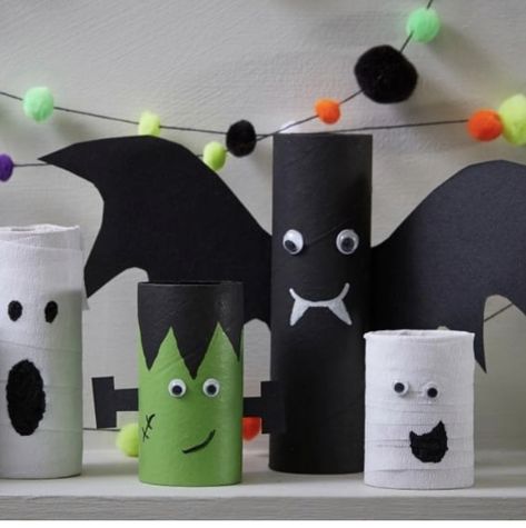 Halloween Toilet Paper Roll Crafts, Halloween Toilet Paper, Roll Craft, Halloween Crafts Preschool, Toilet Roll Craft, Homemade Halloween Decorations, Fun Halloween Crafts, Halloween Arts And Crafts, Adornos Halloween