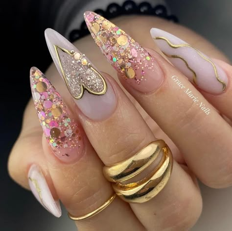 May Almond Nails Ideas 2024, Nail Art Paillette, Nail Art Gel, Uñas Acrilicas, Pink Nail, Hot Nails, Luxury Nails, Fancy Nails, Chic Nails