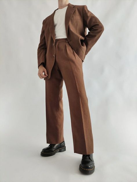 Wedding Suit Guest Men, Summer Gala Outfit Men, Brown Semi Formal Outfit Men, Earth Tone Formal Outfit Men, Men Suit Oversized, Brown Tie Outfit Men, Outfit For Wedding Guest Men, Suit For Short Men, Suits Men Wedding Guest