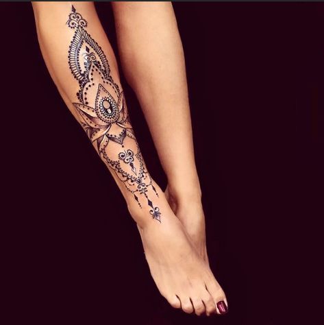 Tato Mandala, Shin Tattoo, Leg Tattoos Women, Tattoos For Daughters, Sleeve Tattoos For Women, Trendy Tattoos, Foot Tattoos, Sleeve Tattoo, Finger Tattoos