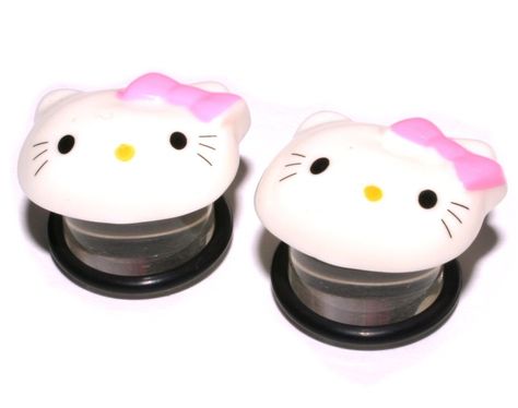 1/2 inch 12mm Loveliness Cat Ear Gauges Plugs by PlugsforGirls, $19.99 Stretched Ears 00g, 00g Plugs, Pretty Plugs, Sparkle Paint, Tapers And Plugs, Ear Gauges Plugs, Hello Kitty Jewelry, Cool Piercings, Ear Tunnels