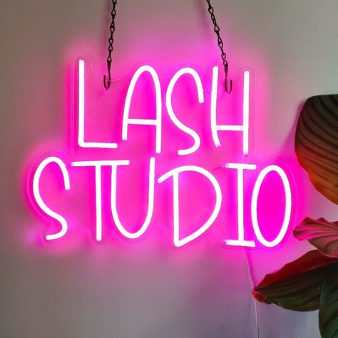 lash studio led neon light pink neon sign Neon Lashes, Lash Room Decor, Lash Studio, Neon Box, Lash Room, Business Signage, Personalized Neon Signs, Neon Glow, Pink Neon