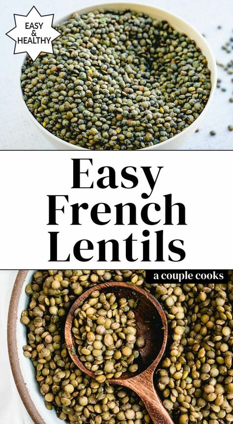 French lentils hold their shape when cooked, making them perfect for salads and side dishes. Here's a basic recipe for how to cook them! #frenchlentils #lentilrecipes #howtocooklentils #plantbased #wholefoodplantbased Lentils Nutrition, Lentils Benefits, Lentils Recipes, How To Cook Lentils, Vegan Brunch Recipes, French Green Lentils, French Lentils, Vegan Brunch, Vegetarian Cookbook