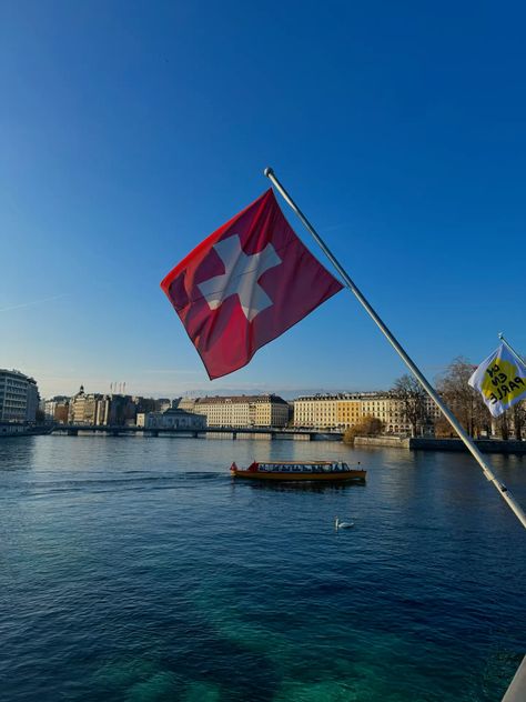 #geneva #genevaswitzerland #flag #city #sun #december #walking #lake University Of Geneva, Geneva Switzerland Aesthetic, Geneva Aesthetic, Geneva Winter, Lake Geneva Switzerland, I Always Win, Sixth Form, I Graduated, Geneva Switzerland