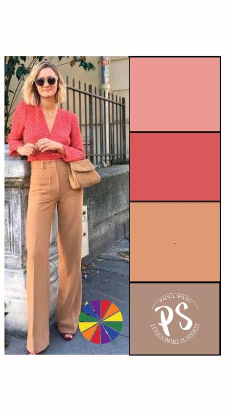 Salmon Pink Outfit Color Combos, Salmon Top Outfit, Salmon Outfit Ideas, Peach Color Outfits Fashion Ideas, Apricot Outfit Ideas, Salmon Pants Outfit, Salmon Color Outfit, Peach Outfit Ideas, Peach Pants Outfit