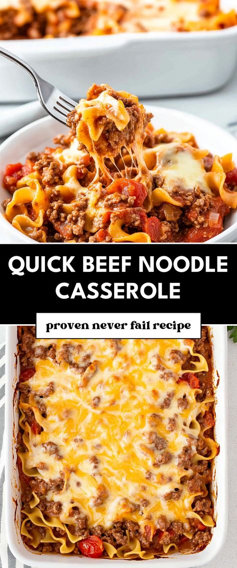 Image for Quick Beef Noodle Casserole Homestyle Beef Casserole, Hot Dishes Casserole Ground Beef, Noodle Ground Beef Casserole, Easy Noodle Casserole Recipes, Family Dinner Ground Beef, Fast Easy Casserole Dinners, Simple Dinner Ground Beef, Beef Noodle Casserole Recipes, Ground Beef Weeknight Dinner