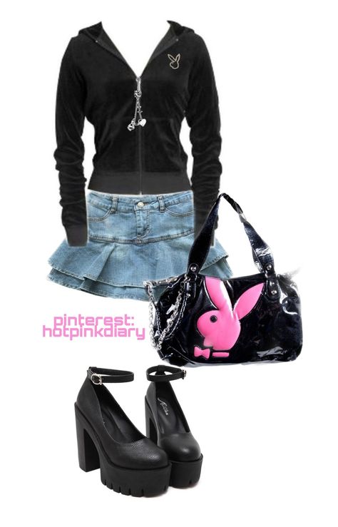 2000s Outfits Dress, Y2k Outfit Inspo Board, Mcbling Outfits Black, Plus Size 00s Fashion Outfits, Pink Clothes Y2k, Easy Mcbling Outfits, Yk2 Aesthetic Outfits Pink, Playboy Outfits Ideas, Cute Outfits 2000s