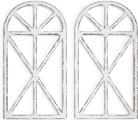 Barnyard Designs Rustic Wood Window Frame Wall Decor, Decorative Wooden Cathedral Arch, Farmhouse Wall Art Home Decoration, Distressed White Finish, 80 x 40 x 2.5cm (2 Pack) : Amazon.ca: Home Window Frame Wall Decor, Rustic Window Frame, Farmhouse Living Room Wall Decor, French Country Wall Decor, Window Frame Decor, Arched Wall Decor, Wood Window Frame, Antique Window, Farmhouse Dining Rooms Decor