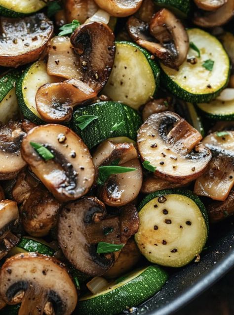 Low Carb Stir Fry Zucchini with Mushrooms and Onions Ideas With Mushrooms, Low Carb Zucchini And Mushrooms, Stir Fried Zucchini Recipe, Low Carb Asian Side Dishes, Pescatarian Recipes Low Carb, Sauteed Mushrooms And Zucchini, Thanksgiving Zucchini Recipes, Zucchini Mushroom Onion Recipes, Oven Roasted Zucchini And Mushrooms