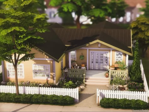 1 Floor Sims 4 House, Sims One Story House, The Sims 4 House Layout, Small Cottage House Sims 4, Sims 4 Starter Home Layout, Small House The Sims 4, House Ideas Sims 4, Tiny Starter Home Sims 4, Sims 4 One Story House