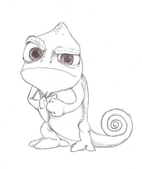 Tangled Tattoo Pascal, Tangled Pascal Drawing, Pascal Tangled Drawing Easy, Cool Disney Drawings, Tangled Drawings Easy, Pascal Tangled Drawing, Disney Sketch Tattoo, Tangled Sketches, Drawing Tangled