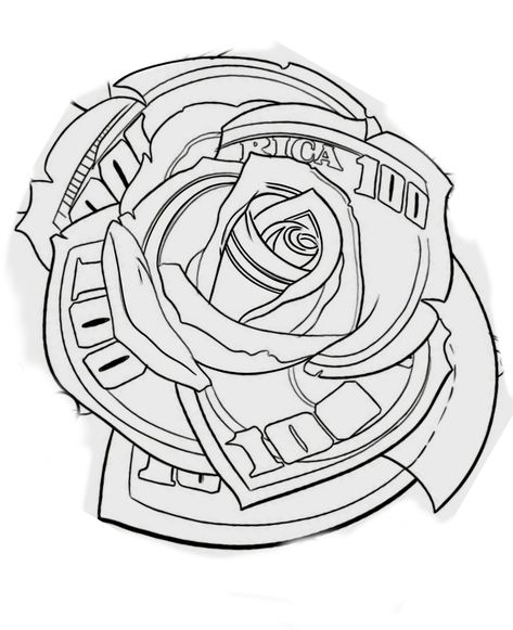 Money Rose Outline, Money Tattoo Designs Drawings, Money Rose Tattoo Stencil, Tattoo Designs Drawings Sketches, Money Tattoo Designs, Money Rose Tattoo, Rose Tattoo Stencil, Tattoo Designs Drawings, Rose Outline