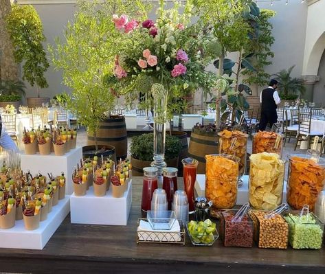 Candy Bar For Quinceanera, Dessert And Snack Table Ideas, Boho Wedding Snack Table, Wedding Food Buffet Table Ideas Decor, Event Snack Table, Snack Tables For Weddings, Hot Cheetos And Cheese Bar, Wedding Table Appetizers, Wedding Ideas Food Stations