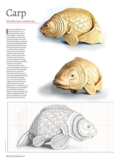 Carp Bob Jubb Wood Carving Art Sculpture, Fish Carving, Carving Wood, Carving Patterns, Wood Carving Patterns, Pottery Crafts, Wood Carving Art, Pattern Images, Bone Carving