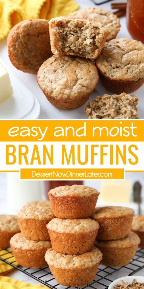 This All Bran Muffins Recipe uses bran cereal to create hearty, yet fluffy and moist, breakfast muffins. They're high in fiber and protein with a hint of sweet cinnamon and vanilla.