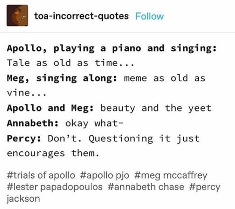 Apollo Percy Jackson, When Pigs Fly, Rick Riordan Series, Greek Mythology Humor, Percy Jackson Head Canon, Pigs Fly, Pjo Hoo, Seaweed Brain, Peter Johnson