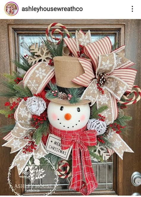 Snowman Wreaths, Healthy Ramen, Christmas Decorations Sewing, House Wreath, Holiday Wreaths Christmas, Holiday Wreaths Diy, Diy Christmas Gifts Cheap, Christmas Craft Projects, Christmas Door Wreaths