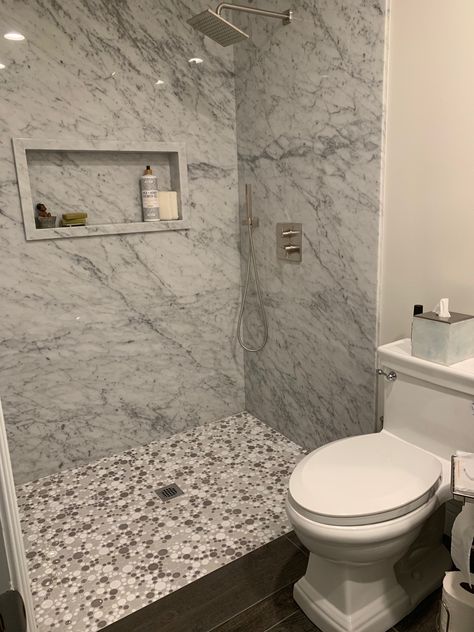 Grey Marble Shower Walls, Granite Shower Walls Master Baths, Granite Slab Shower Wall, Solid Slab Shower Walls, Marble Slab Shower Walls, Full Slab Shower Walls, Cabin Shower Ideas, Granite Shower Walls, Quartz Shower Walls