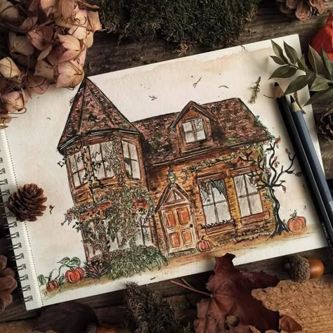 수채화 그림, Arte Sketchbook, Sketchbook Art, Fall Home, Art Inspiration Painting, A Pencil, Sketchbook Art Inspiration, Whimsical Art, Art Sketchbook