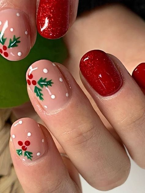 Kutek Disney, Red Christmas Nails, Christmas Nails Easy, Christmas Gel Nails, Her Nails, Cute Gel Nails, Thanksgiving Nails, Festival Nails, Xmas Nails